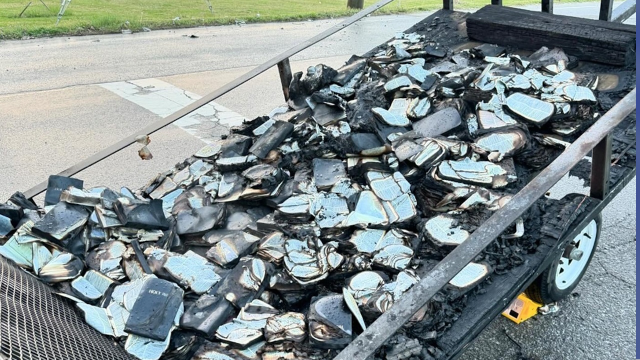 Thousands of Bibles burnt in front of American church on Easter Sunday