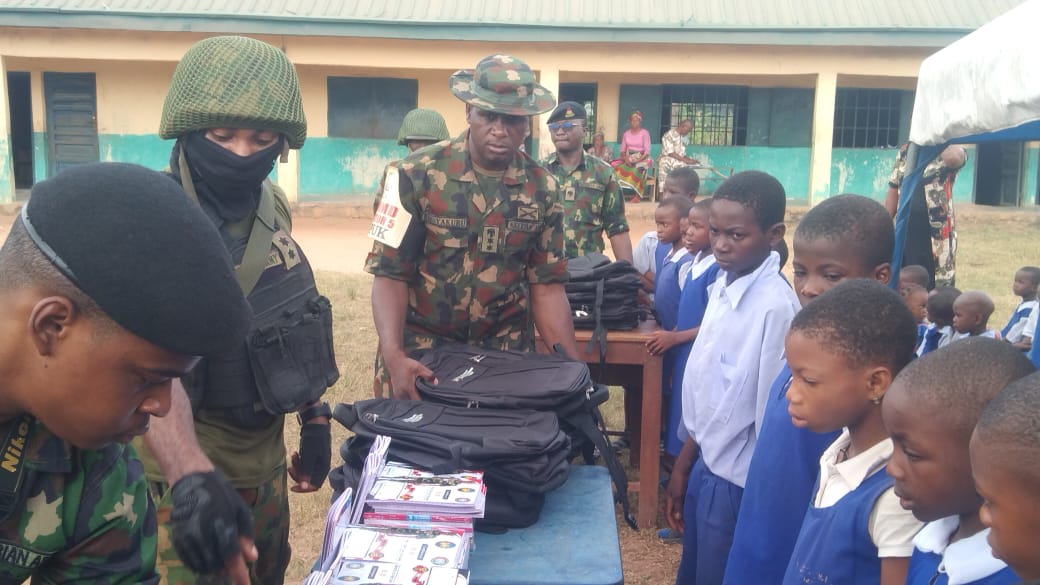 Nigerian Army distributes educational materials at Ogwumabiri Primary School Lilu, assures security