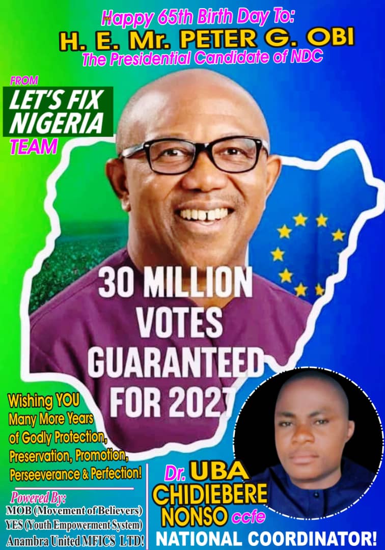 Let’s Fix Nigeria Team hails Peter Obi on birthday, reaffirms support for 2027
